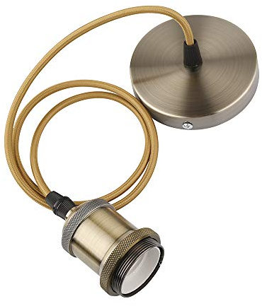 Lámpara colgante vintage retro, lámpara colgante antigua, portalámparas E27, kit de lámpara colgante, cable trenzado bronce