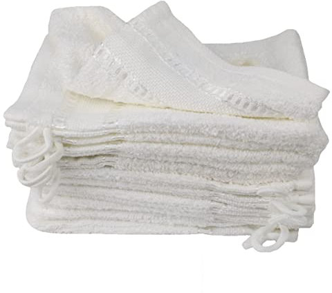 Linandelle - Set di 12 guanti da bagno in cotone riccio, spugna Lurex