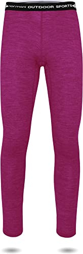 normani Kinder Merino Unterhose Kinderhose Skihose Thermounterhose Funktionshose Thermounterwäsche Baselayer aus 100% Bio-Merinowolle für Junge und Mädchen Farbe Fuchsia Größe 146-152