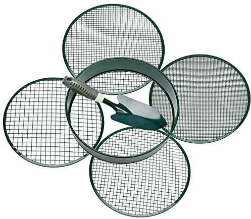 Tamiz de jardín, tamiz de Suelo con Malla Intercambiable, tamaños de 3, 6, 9, 12 mm, acertijo de jardín, Herramienta de jardinería tamizar Tierra, Piedras y abono