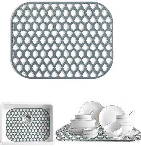 SAMSIER Silicone Sink Protectors Mats (13x11 & 14x12 & 16x12 & 18x16 & 19x14 & 21x16 & 22x13 & 25x16 & 26x14 & 28x14 & 30x16) for Bottom of Kitchen Sink (16.7”x12.5”)