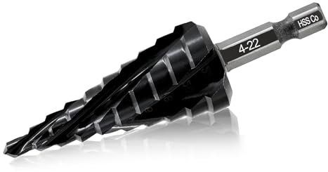 FOCSTOL Foret Étagé Cobalt 4-22mm - Quatre Cannelures Hélicoïdales Foret Étagé HSS M35 avec Queue Hexagonale à Changement Rapide pour Acier Inoxydable Métal Aluminium Cuivre Plastique Bois