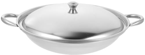 PRETYZOOM Stainless Steel Pan with Lid Cooking Pot Nonstick Everyday Pan with Dual Handle Stir Fry Chefs Pot Multipurpose Stewpot Skillet 9 Inches