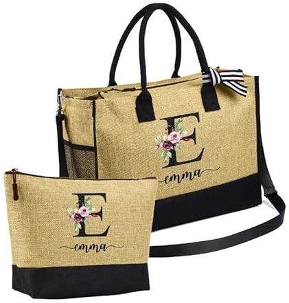 Grovjewfit Personnalisé Sac à Main Sac Fourre Tout Grand Sac à Provisions Nom Naissance Fleurs Sac à Bandoulière Avec Fermeture éclair Cadeaux Pour Mère Noël Anniversaire Fête Des Mères (style 6)