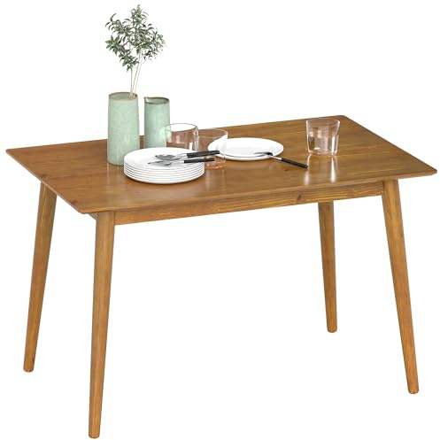 HOMCOM Table de Salle à Manger avec Un Grand Plateau, Table de Cuisine pour 4-6 Personnes, en Bois, 120 x 75 x 76 cm, Marron