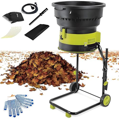 FENGSSLL Trituratore Elettrico per Foglie da 2500 W con Ruote, cippatore a 8000 Giri/min, Strumento per la Pulizia del Giardino, Macchina per Il compostaggio, Include Borsa,Powercord×60m