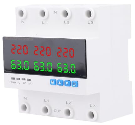 Fabater Commutateur de Transfert Automatique 63A, surintensité, Surtension, sous-Tension, Protecteur ATS pour Générateur, Onduleur, Disjoncteur Réglable, Indicateur LED, adapté aux Environnements