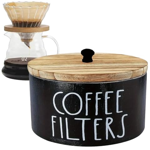 Kaffefilterhållare Gårdsstil Trä Förvaringslåda Med Lock För Kaffefilter I