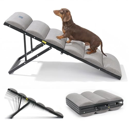 Veehoo Dog Ramp for Bed Couch Small Large Dogs, Foldable Pet Ramp 17“-23''H