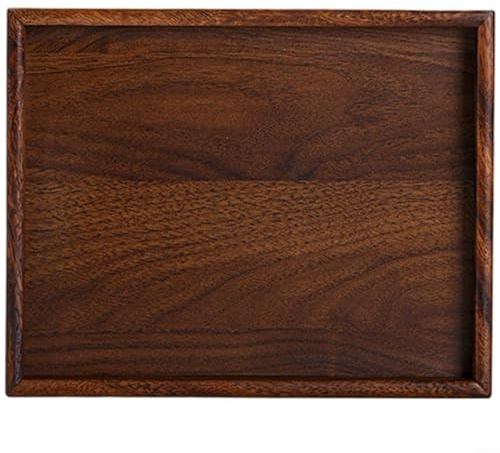TONIXY Vassoio rotondo in legno di acacia, finitura liscia, per bevande, caffè, chiavi, gioielli e cosmetici (25 x 20 x 2,6 cm)
