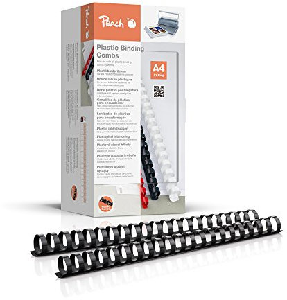 Peach Plastikbinderücken A4-25mm - 240 Blatt - 50 Stück - schwarz - PB425-02