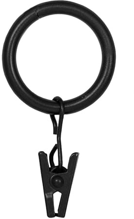 Kenney Window Curtain Clip Rings, Set of 14, Black