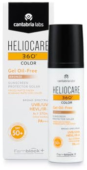Cantabria Labs - Heliocare 360º Color Gel Oil-Free SPF 50+ - 50ml - Bronze - Fotomaquillaje Matificante - Piel Mixta/Grasa
