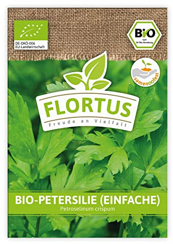 FLORTUS BIO Petersilie einfache | Kräutersamen | Petersiliensamen | Bio Saatgut aus Pflanzensamen | Samen zur Anzucht für Garten, Balkon, Küche & Fensterbank