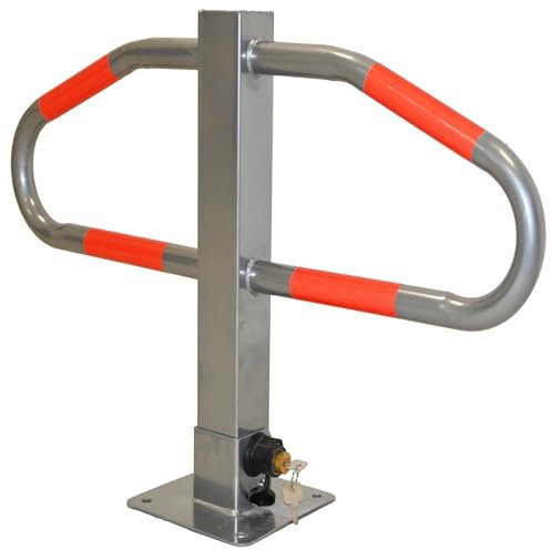 TRUTZHOLM Parkplatzsperre 47x73 cm Metall grau abchließbar und klappbar Parkplatzbügel Sperrbügel Parkplatzblockierer Stahl Parkbügel Poller klappbar