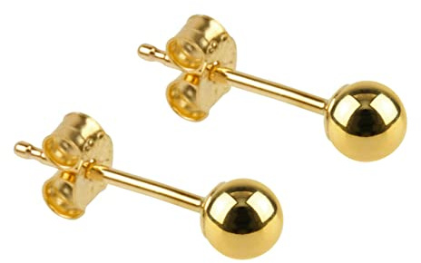 Old English Jewellers 9ct Yellow Gold 3mm Ball Stud Earrings. Women's Gold Earrings - Small Gold Studs Earrings for Women with Ball Studs Design in Branded Gift Packaging.