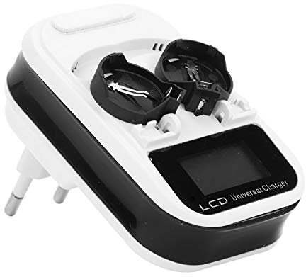 Cargadores de Pilas Botón, Pantalla LCD Recargable Batería Alta Capacidad Celda Moneda Iones Litio para LIR2016 LIR2025 LIR2032 Ml2016 Ml2025 Ml2032 100-240V Reemplazo Llavero, 2Piezas(Enchufe UE)