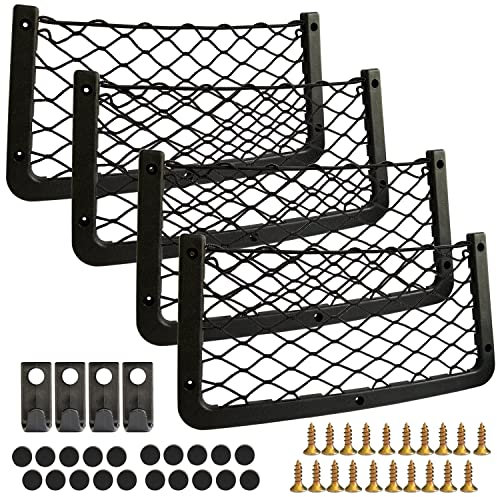 WADY Car Campervan Storage Nets 4pcs, Elastic Mesh Van Net Pocket with Plastic Frame, Suit for Caravan Motorhome Boat Storage Solutions Accessories (Black)