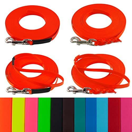LENNIE Extraleichte, 16mm breite Biothane Schleppleine für große Hunde von 25-35kg, ohne/mit Handschlaufe, 3m 5m 10m 20m, schmutz-Wasser-abweisend