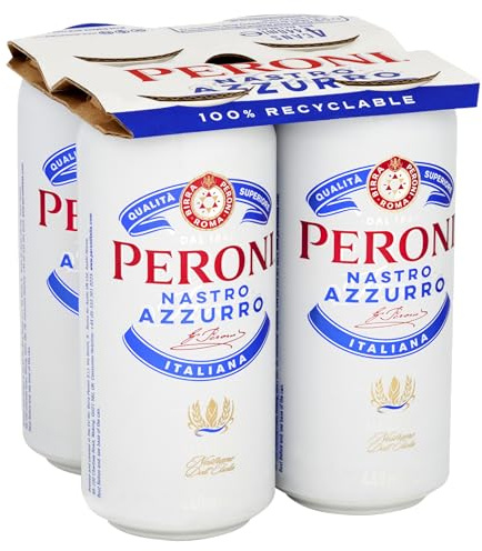 Peroni Nastro Azzurro, Premium Italian Lager, 4 X 440ml Cans, 5% ABV