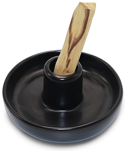 BEYLAB Porta Palo Santo, Porta incenso per Bastoncini di Palo Santo Bruciatore, Supporto per Bruciatore a Legna per Meditazione Yoga con Raccoglitore Cenere Moderno Minimalista - Nero