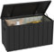 Outsunny Gartenbox Auflagenbox 450L Aufbewahrungsbox Truhe mit Rollen, Aufbewahrungskiste mit Gasdruckfedern, für Garten, Balkon, Stahl, Dunkelgrau