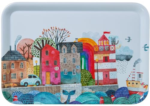 DRW Bandeja Rectangular de melamina con un Paisaje 31x45x2 cm