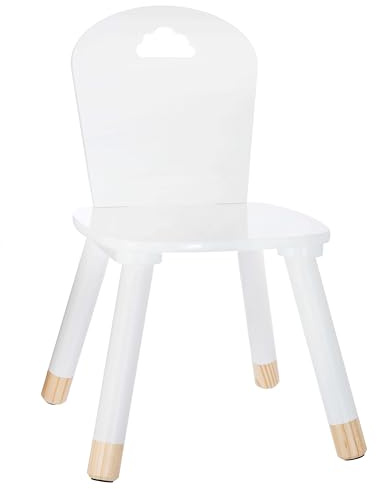 Miroytengo Silla Infantil Douceur Melamina Blanco, Patas de Madera, Estable y Elegante para Niños, Diseño Moderno