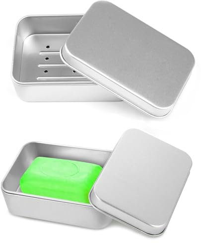 YPYMOD 2 Portasapone in Alluminio, Portasapone da Viaggio, Portatile, Quadrato, Argento