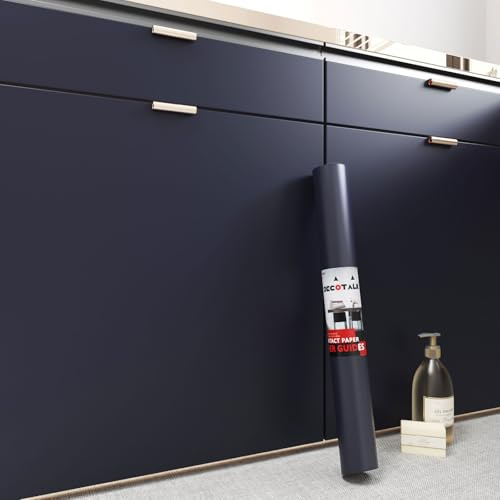 Decotalk Bleu Foncé Mat Contact Papier Peel and Stick 40X300cm Papier Peint Couleur Solide Film Vinyle Décoratif Autocollant pour Comptoir Travail Armoires Meubles Murale Rénovation