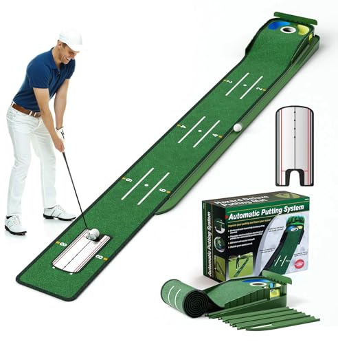 WildFun Tappetino per il putting green da golf con porte e specchio per il putting, tappetino per il putting da golfs per uomini che giocano a golf a casa o in ufficio (Tappetino da golf)