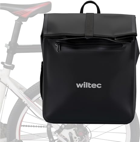 Wiltec Gepäckträgertasche schwarz, Fahrradtasche Gepäckträger 22 l Stauraum, wasserresistente Fahrrad Tasche, Gepäcktasche leichte Handhabung