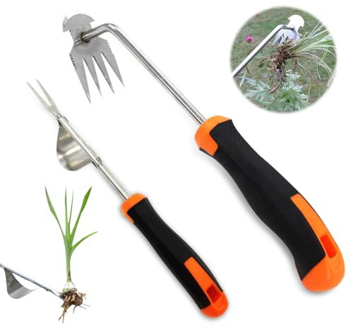 XPJBKC 2 Unidades Extractor Malas Hierbas, Quita Hierbas Malas Manual, Escardador Malas Hierbas con Mango, Extractor de Malezas Herramientas Jardineria