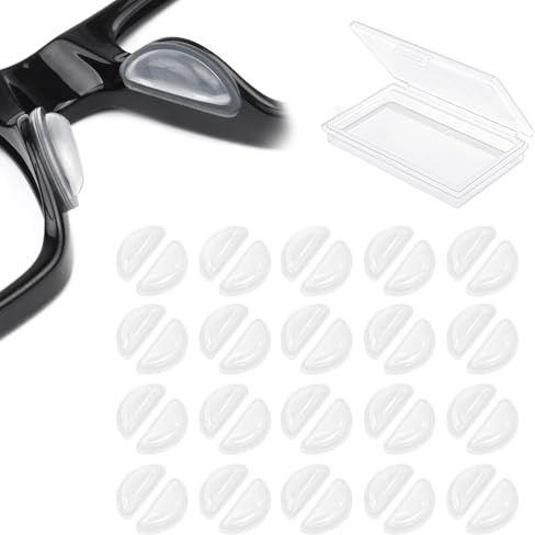 Qufiiry 20 Pairs Glasses Nose Pads, Adhesive Anti-Slip Nose Pads, Nose Grips for Glasses, Spectacle Nose Pads Silicone with Sticky Backing for Glasses, Eyeglasses, Sunglasses