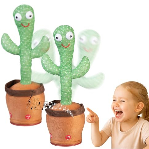 Playtastic Cactus: Set da 2 Cactus cantanti, Che ripetono e Ballano, modalità di Ripetizione, modalità Musicale (cantante, Giocattolo interattivo, Culla)
