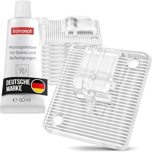 KONZEPT 80 stycken självhäftande krokar för kattnät på balkongen, transparent och liten – inkl. monteringslim 60 ml, extra stark, väderbeständig, utan borrning, enkel montering