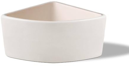 LuckyOpt Triangular-Arc-Shaped Hamster Food Bowl, Ceramic Anti Flipping Guinea Pig Bowls for Food & Water, Hamster Bowl for Small Animal, Bird, Hamsters, Hedgehog, Guinea Pig, Mouse (White)