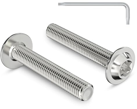 Zuyya 20 viti a testa bombata M6 x 50 mm, con flangia, trasmissione a torx, in acciaio inox A2 V2A, filettatura completa con chiave Torx, 20 pezzi