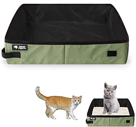 Katzenklo Faltbare, Kitty Katzenklo, Faltbare Tragbare Katzentoilette, wasserdichte Katzentoiletten, für Reisen, Outdoor, Park, Oxford Stoff, Weiche, wasserdichte, Grün, 40 * 30cm