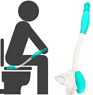 KAIAIWLUO Ayuda para El Inodoro Bottom Wiper,Herramienta de Agarre para Ancianos Largo Herramienta de Ayuda al Inodoro Limpiaparabrisas Cómodo 15 Toallitas Prehumedecidas