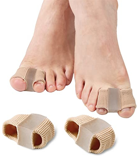 Xemz Toe Separator Sleeves, 2 Pairs Soft Breathable Big Toe Corrector with Gel Toe Spacer Cushion, Hammer Toe Overlapping Toes Straightener Sleeves for Big Toe Alignment Bunion Foot Pain Relief (L)