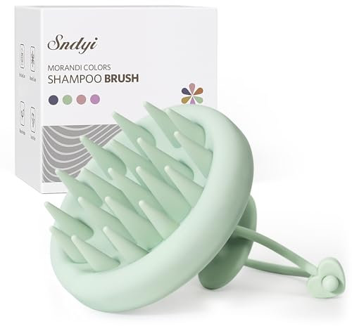 Sndyi Silikon Kopfhaut Massagebürste, Shampoo Bürste für Peeling und Kopfmassage, Premium Kopfmassage Bürste [Nass & Trocken], Reduziert Schuppen, Stimulieren das Haarwachstum, Tannen Grün