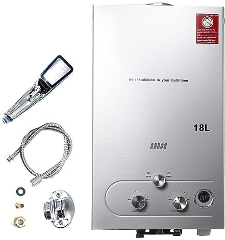CDZHLTG Calentador de Gas GLP Propano, 18L 36KW Calentador de Agua de Gas, Calentador de agua Propano Sin Tanque para El Hogar para Hogares, Apartamentos