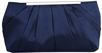 Lollanda Bolso de mano para mujer, elegante, plisado, de satén, para rosas, noche, graduación, fiesta, boda, azul oscuro, 20Inches, medium