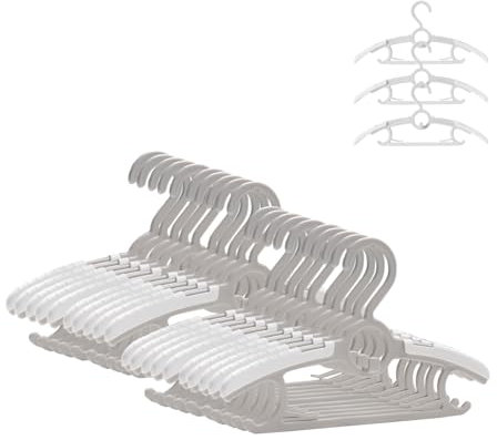 ManGotree Grucce per cameretta bambini, regolabili, antiscivolo, salvaspazio, impilabili, in plastica, grigio (confezione da 20)