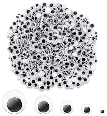 1200 Pezzi Occhi Adesivi Finti Occhi Nero Bianca Plastica Rotondo Occhi Finti Wiggle Occhiettiv Per Scrapbooking Artigianato Fai-Da-Te Accessori Per Bambole Artigianali (12/10/8/6/4 mm)