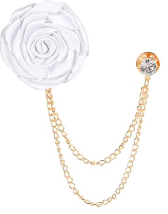 PATIKIL Broche de Flor de Rosa Alfiler de Solapa para Trajes de Hombre Accesorios de Traje Broches de Moda para Hombres Novio Boda Broches de Cumpleaños Graduación Fiesta Blanco