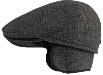 YAMEE Boinas Hombre Invierno con Orejera Plegable, Gorras Clásicas, Gorra Plana Cálida, Gorro Vintage, Sombreros para Hombre