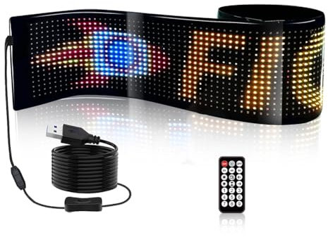 Fangxuee Flexibel USB-panelmatris LED-panel för bil, rullningsdisplay, 5 V, RGB-mönster, rullningstext, Bluetooth-appkontroll