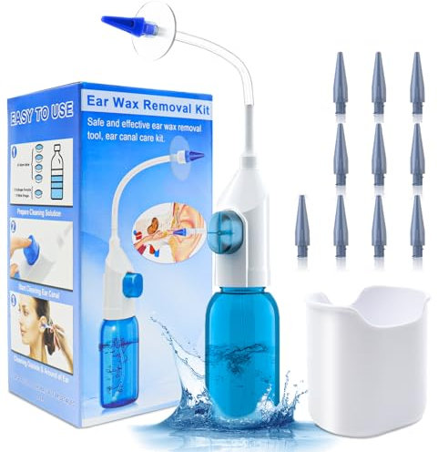 SENLINLIN Ear Wax Removal Kit, Ear Cleaner, Earwax Remove Removal Ear Irrigation System for Safe and Effective Ear Wax Removal, Ear Cleaning Kit Features 10 Replaceable Tips for Home Use